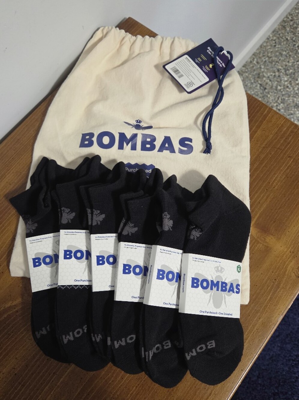 Bombas Mens XL Black Low-Cut Socks - 6 Pack